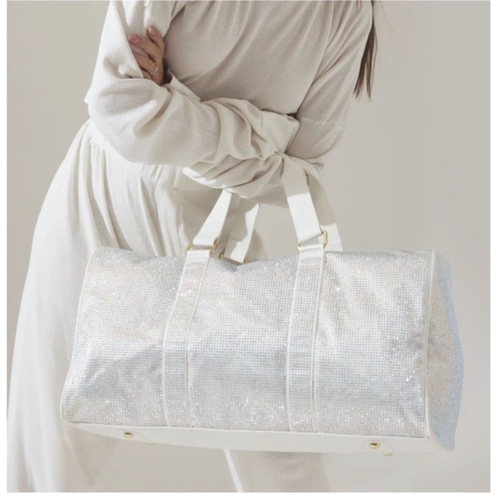 Stoney Clover Lane Weekender Duffle Bag Sparkle Crystals White NWT